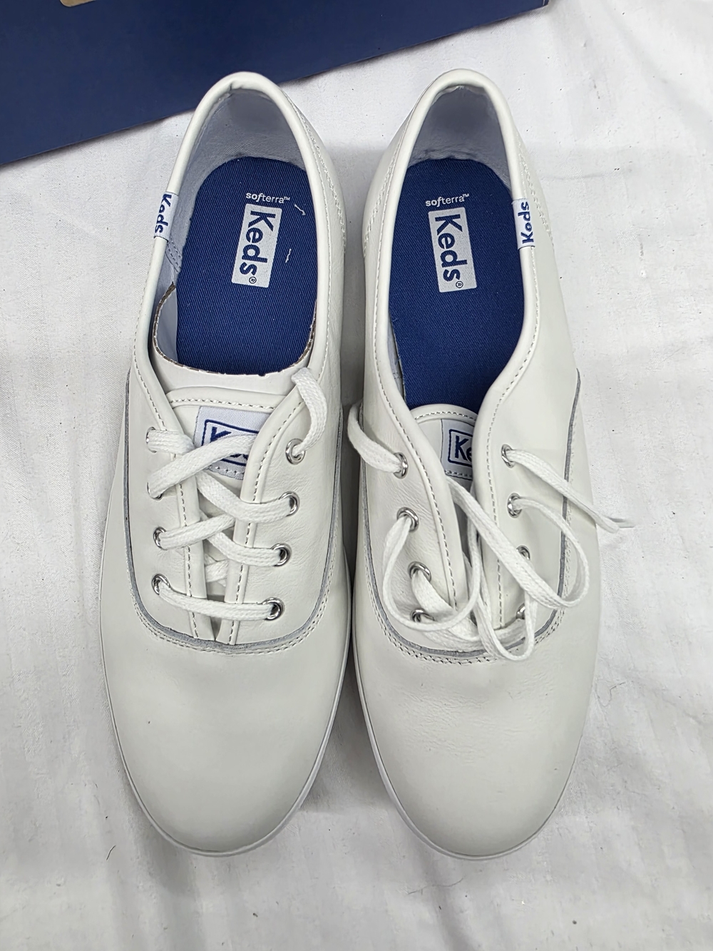 Keds White Leather Lace-Up Sneakers - Picture 2 of 9